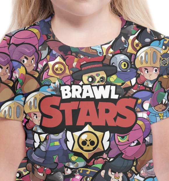 Футболка для девочек с изображением Brawl Stars цвета Белый