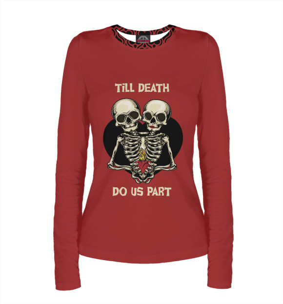 Женский лонгслив с притом До гроба цвета Белый Женский лонгслив с изображением До гроба цвета Белый