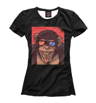 Женская футболка Шимпанзе в 3D очках