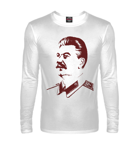 Мужской лонгслив с изображением Сталин Иосиф Виссарионович цвета Белый