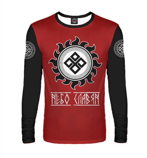 Мужской лонгслив с изображением Небо славян цвета Белый