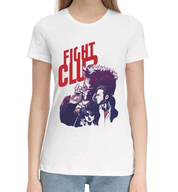 Женская хлопковая футболка с изображением Fight Club цвета Белый