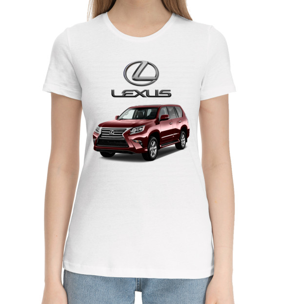 Женская хлопковая футболка с изображением Lexus цвета Белый