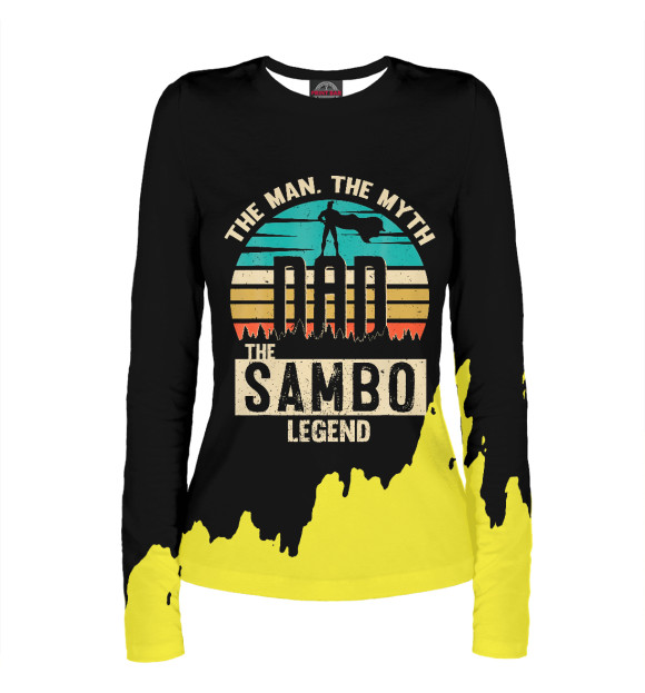 Женский лонгслив с изображением Man Myth Legend Dad Sambo цвета Белый