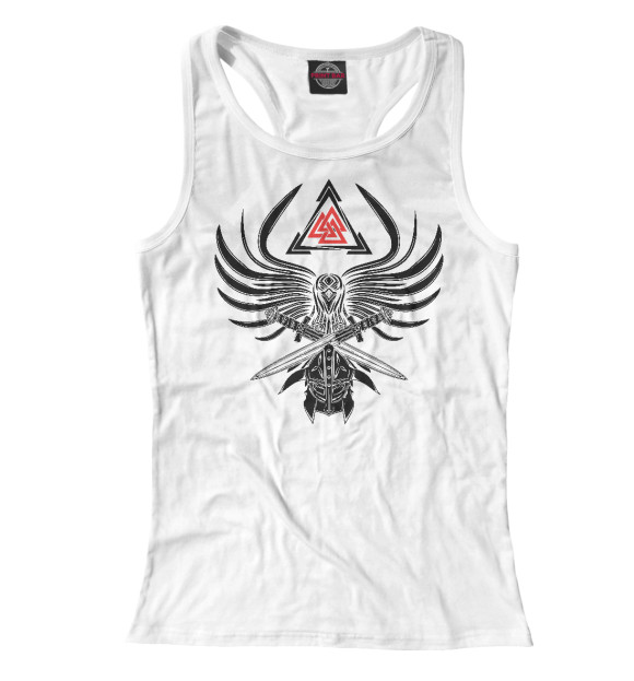 Женская майка-борцовка с изображением Валькнут, путь воина цвета Белый