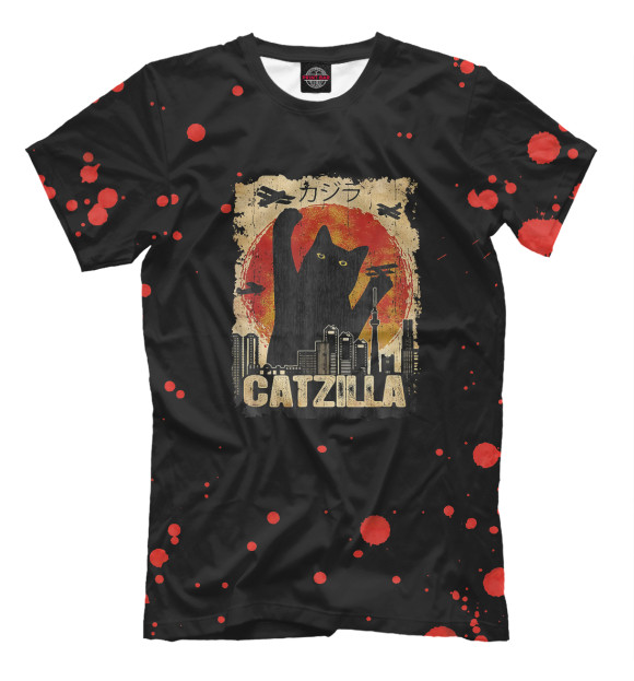 Футболка для мальчиков с изображением Catzilla цвета Белый