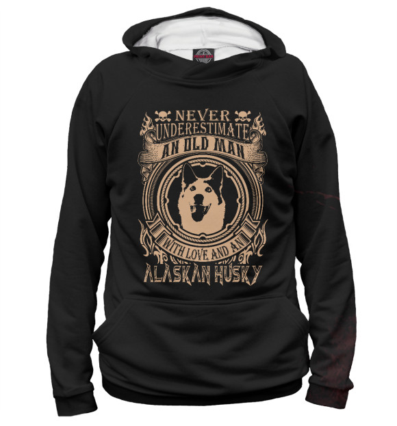 Мужское худи с изображением Love Alaskan Husky цвета Белый