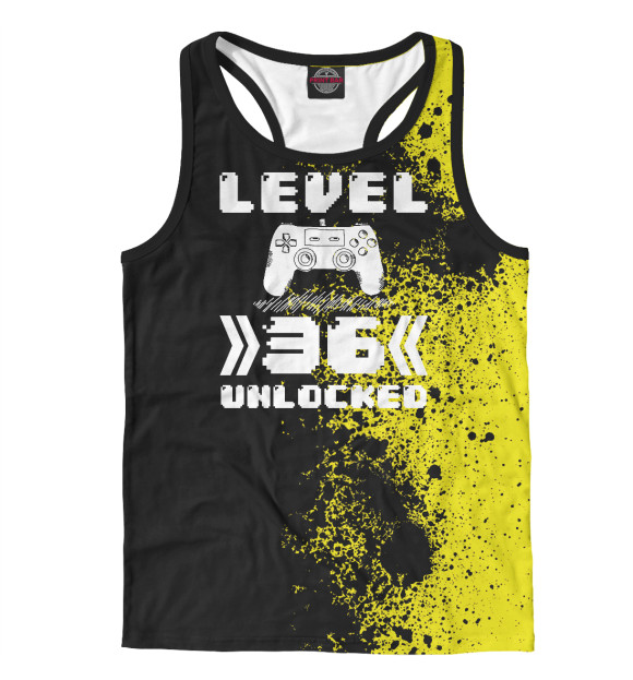 Мужская майка-борцовка с притом Level 36 Unlocked цвета Белый Мужская майка-борцовка с изображением Level 36 Unlocked цвета Белый