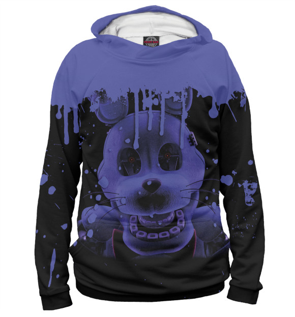 Мужское худи с притом Five Nights at Freddy's цвета Белый Мужское худи с изображением Five Nights at Freddy's цвета Белый