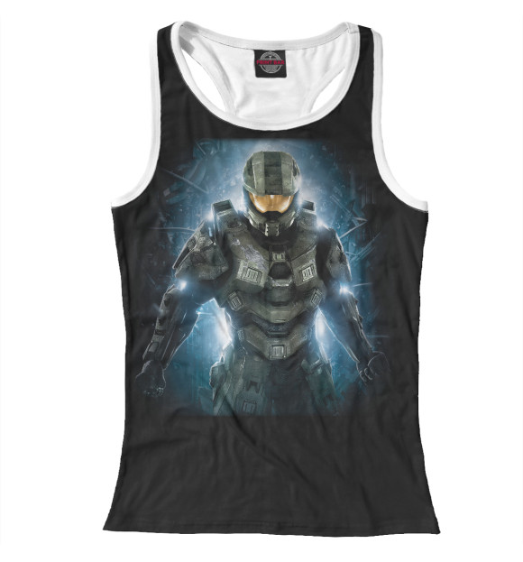 Женская майка-борцовка с изображением Halo цвета Белый