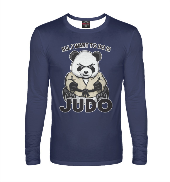 Мужской лонгслив с изображением Judo Panda цвета Белый