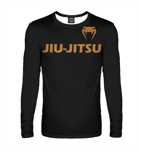 Мужской лонгслив с изображением Jiu Jitsu Black/Gold цвета Белый