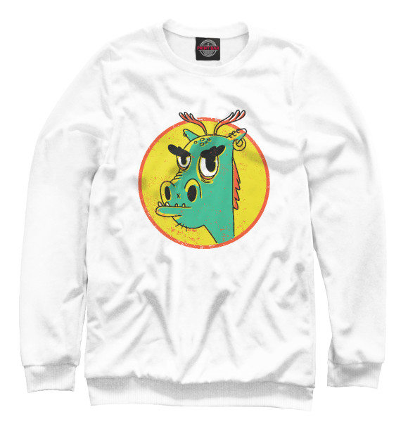 Женский свитшот с изображением Cool dragon цвета Белый