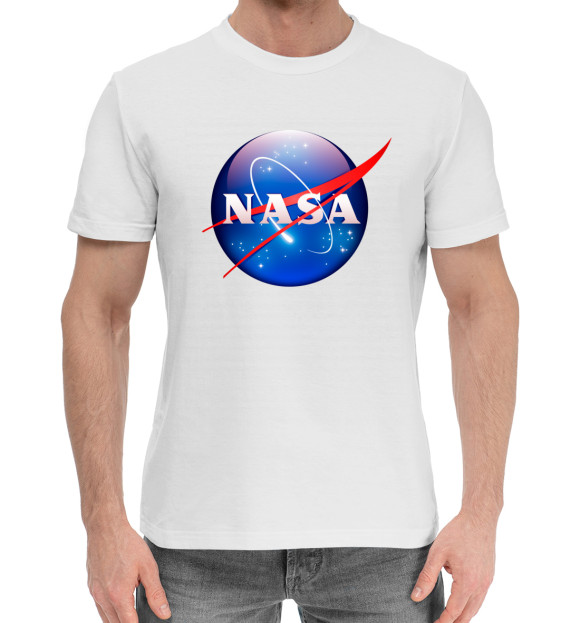Мужская хлопковая футболка с изображением NASA цвета Белый