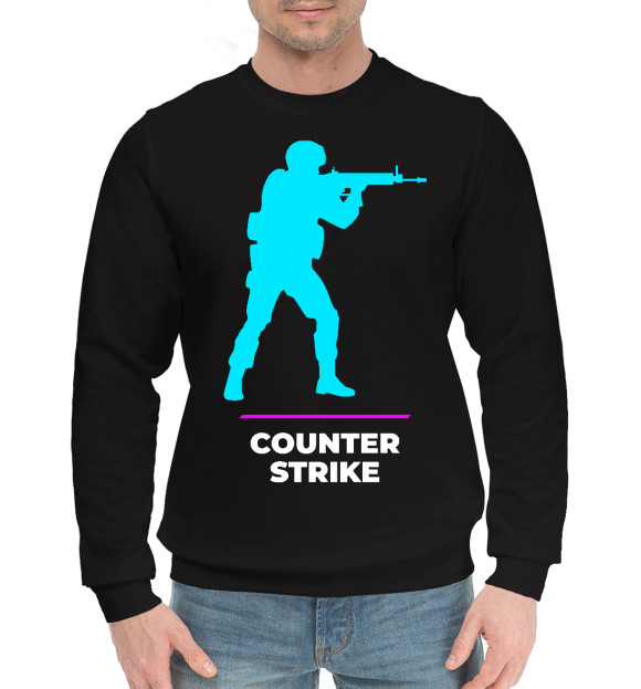 Мужской хлопковый свитшот с изображением Counter Strike Gaming top цвета Черный
