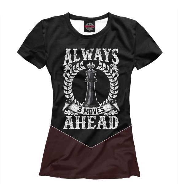 Футболка для девочек с изображением Always 3 moves ahead цвета Белый
