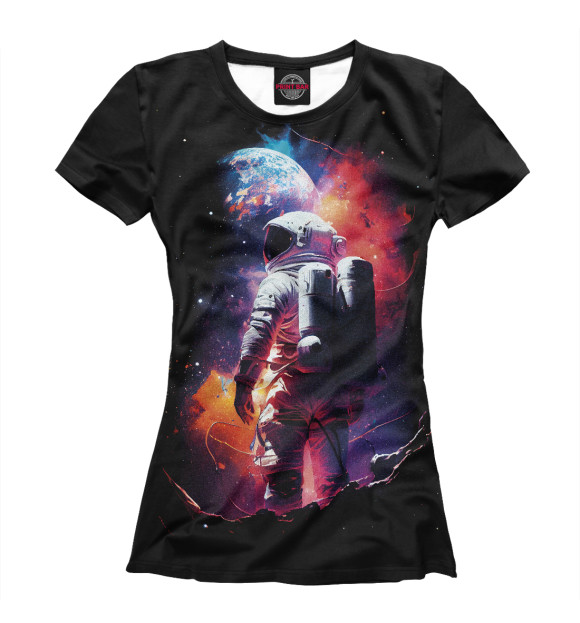 Женская футболка с изображением Космонавт на неизвестной планете цвета Белый