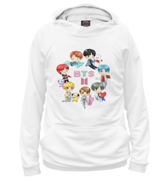 Женское худи с изображением BTS Toys BT21 БТ21 цвета Белый