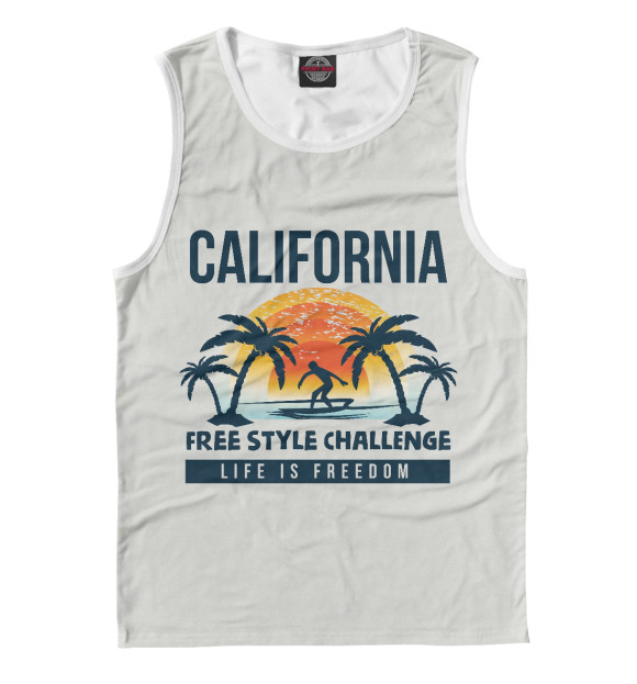 Мужская майка с изображением California цвета Белый