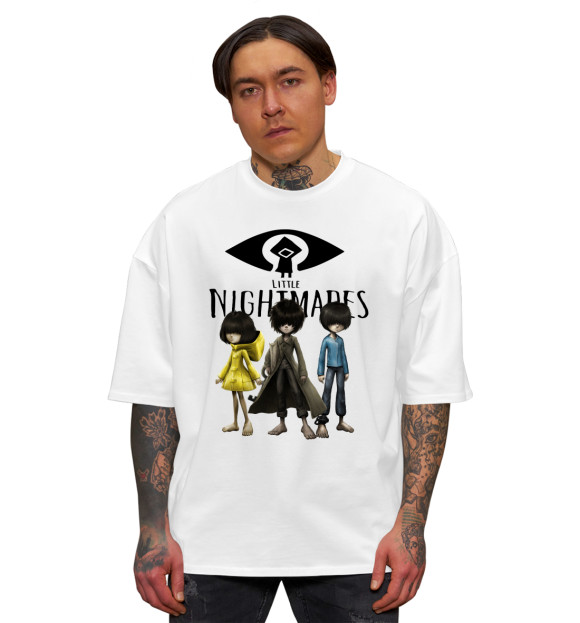 Мужская футболка оверсайз с изображением Little Nightmares цвета Белый