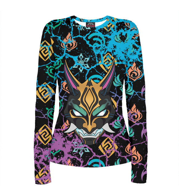 Женский лонгслив с изображением Genshin Impact цвета Белый