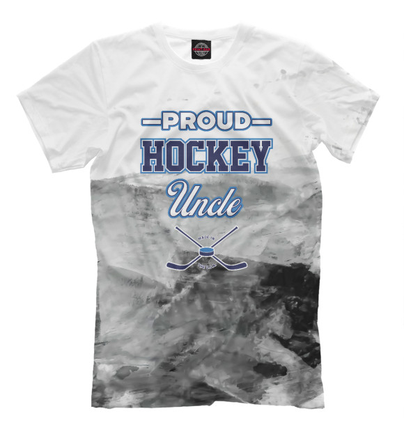 Мужская футболка с изображением Proud Hockey Uncle цвета Белый