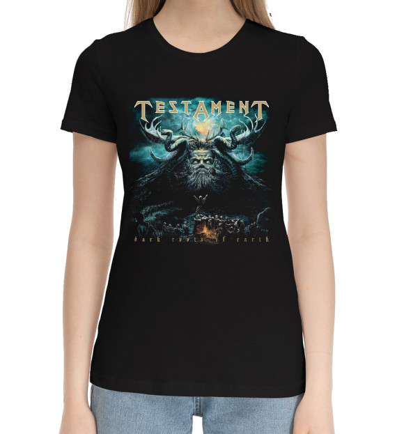 Женская хлопковая футболка с изображением Testament цвета Черный