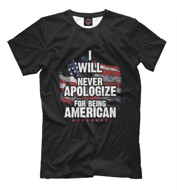 Мужская футболка с изображением Я Американец цвета Белый