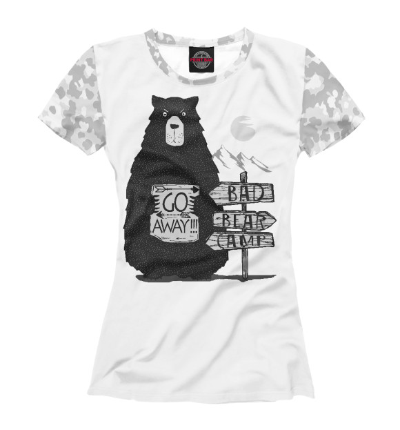 Женская футболка с изображением Bad Bear camp цвета Белый