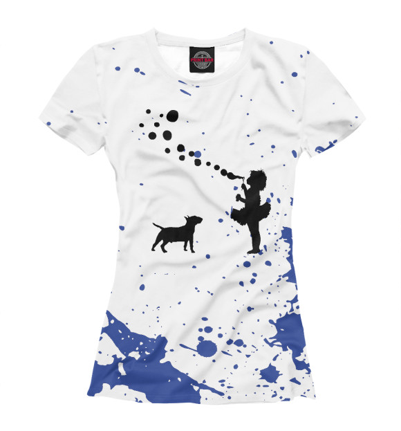 Женская футболка с изображением Miniature Bull Terrier цвета Белый