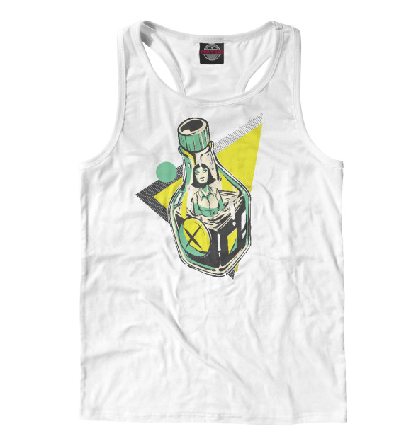 Мужская майка-борцовка с изображением Бутылка с ядом цвета Белый