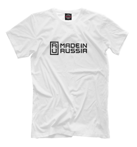 Мужская футболка с изображением Сделано в России цвета Белый