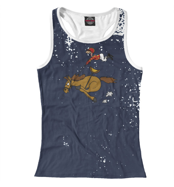 Женская майка-борцовка с изображением Horse and jockey цвета Белый