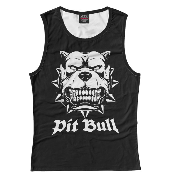 Майка для девочки с изображением Злой Питбуль (Pit Bull) цвета Белый