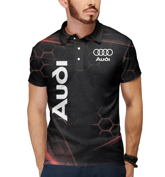 Мужское поло с изображением Audi цвета Белый
