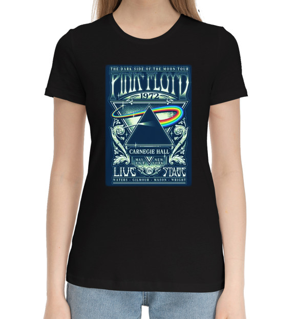 Женская хлопковая футболка с изображением Pink Floyd цвета Черный