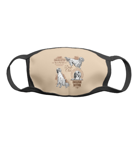 Маска тканевая с изображением Английский сеттер цвета Белый