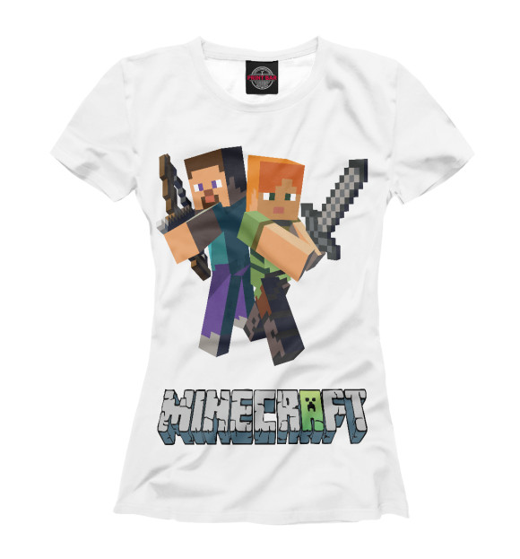 Женская футболка с изображением Minecraft цвета Белый