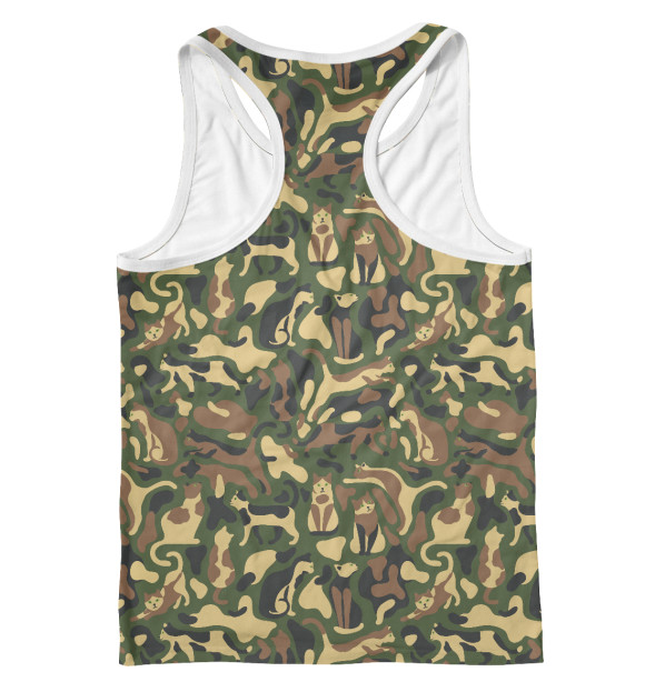 Мужская майка-борцовка с изображением Коты (камуфляж) цвета Белый