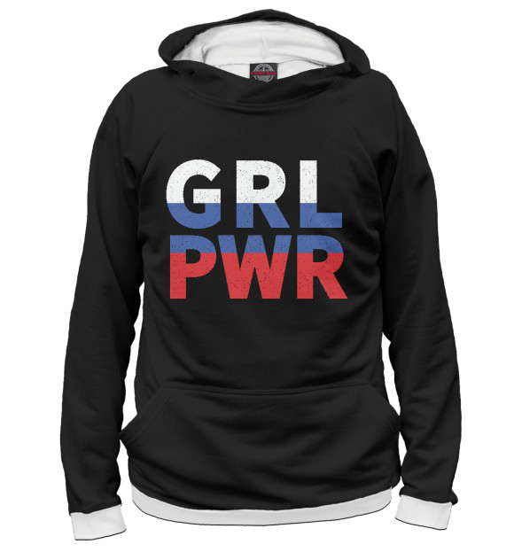 Женское худи с изображением Girl Power цвета Белый