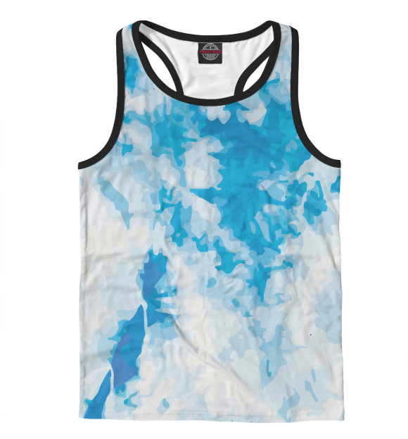 Мужская майка-борцовка с изображением Синий акварельный фон пятна цвета Белый