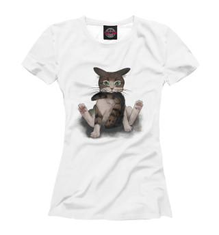 Женская футболка Котик сидит на хвосте