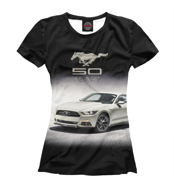 Женская футболка с изображением Mustang 50 years цвета Белый