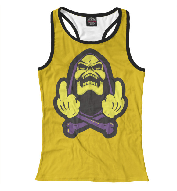 Женская майка-борцовка с изображением Хамоватый скелетон цвета Белый