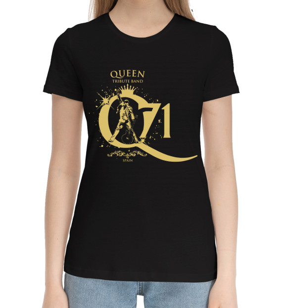 Женская хлопковая футболка с изображением Queen цвета Черный