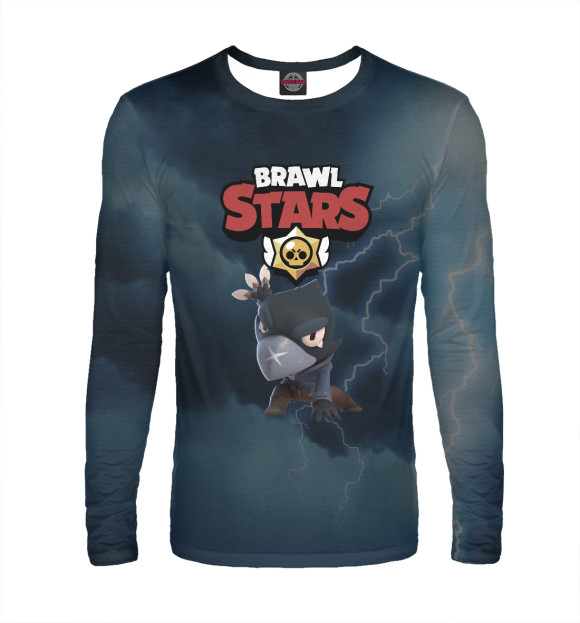Мужской лонгслив с притом Brawl Stars: CROW цвета Белый Мужской лонгслив с изображением Brawl Stars: CROW цвета Белый