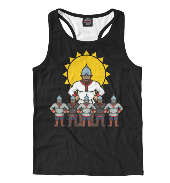 Мужская майка-борцовка с изображением Богатырь цвета Белый