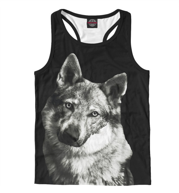 Мужская майка-борцовка с изображением Волк цвета Белый