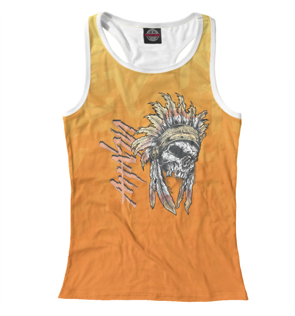 Женская майка-борцовка с изображением Череп индейца цвета Белый