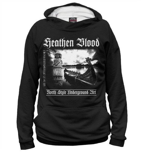 Мужское худи с изображением Heathen Blood цвета Белый